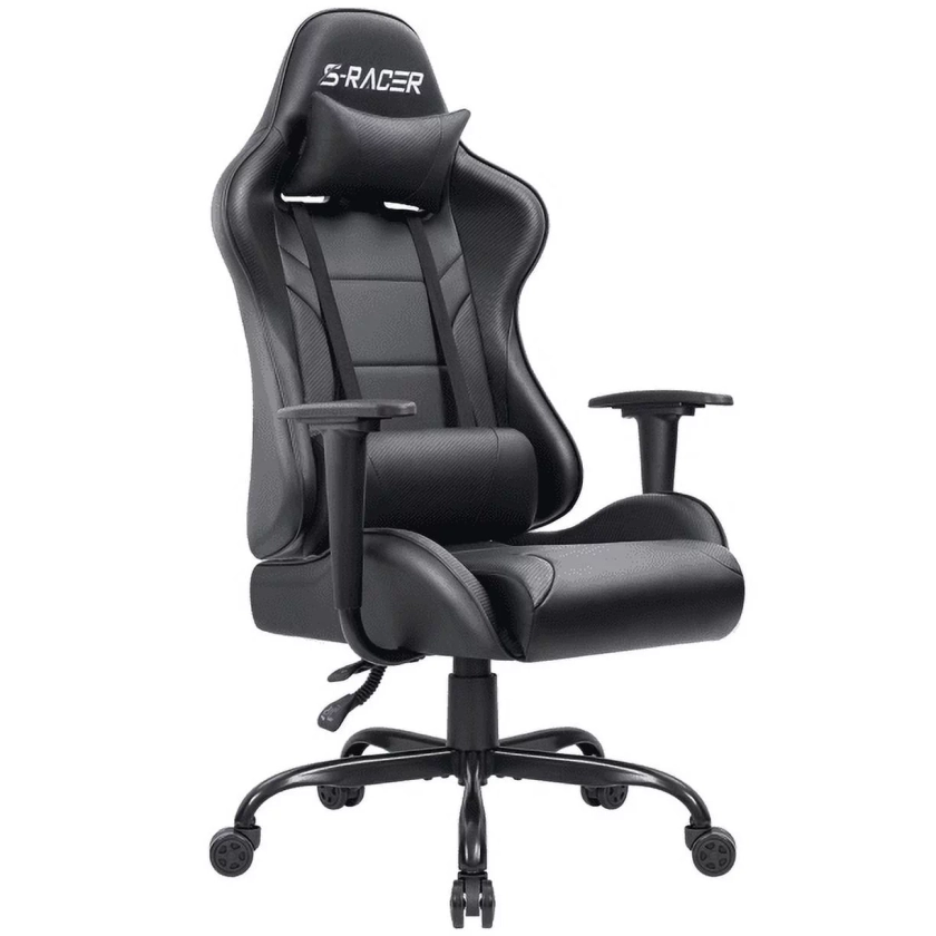 Homall Gaming Chair Office Chair High Back Racing Computer Chair PU Leather Adjustable Seat Height Swivel Chair Ergonomic Executive Chair with Headrest, Black - Walmart.com