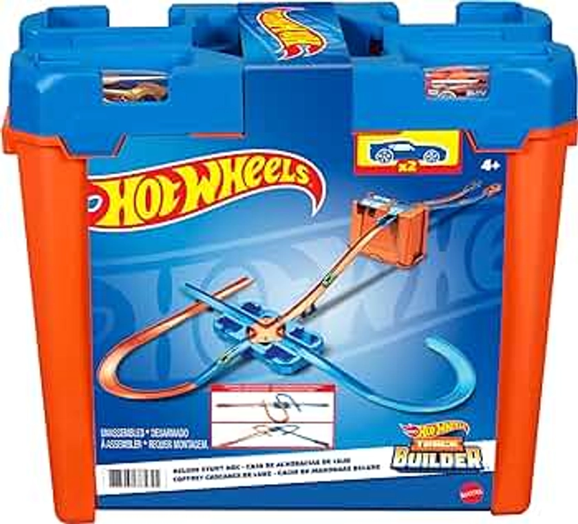 Hot Wheels Track Builder Playset, Deluxe Stunt Box with 25 Component Parts & 1:64 Scale Toy Car (Amazon Exclusive)