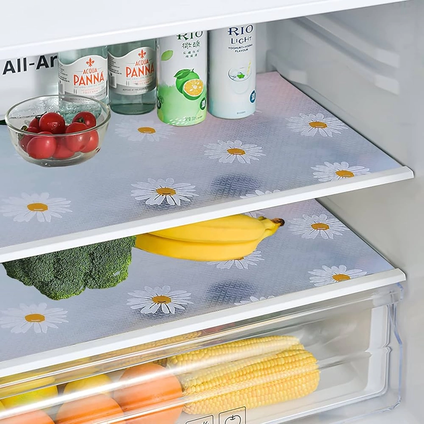 Fridge Liners,4 Pcs Daisy Fridge Shelf Liners Refrigerator Mats Drawer Liners Waterproof Anti-Fouling Anti-Bacterial Kitchen Cupboard Liner Non-Slip, 45 * 30cm (4 Pieces) : Amazon.co.uk: Home & Kitchen