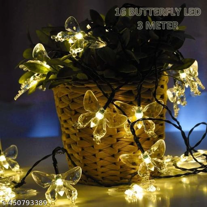 AZANIA Plastic 14 Led Butterfly String Lights, 3 Meter Plug in Fairy String Lights, Extendable for Indoor, Outdoor, Wedding Party, Christmas Tree (Warm-White)