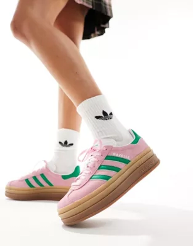 adidas Originals Gazelle - Bold - Sneakers in pastelroze en groen | ASOS