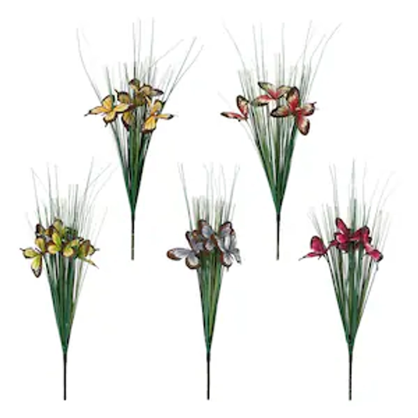 Floral Garden Faux Onion Grass with Butterflies, 20 in.