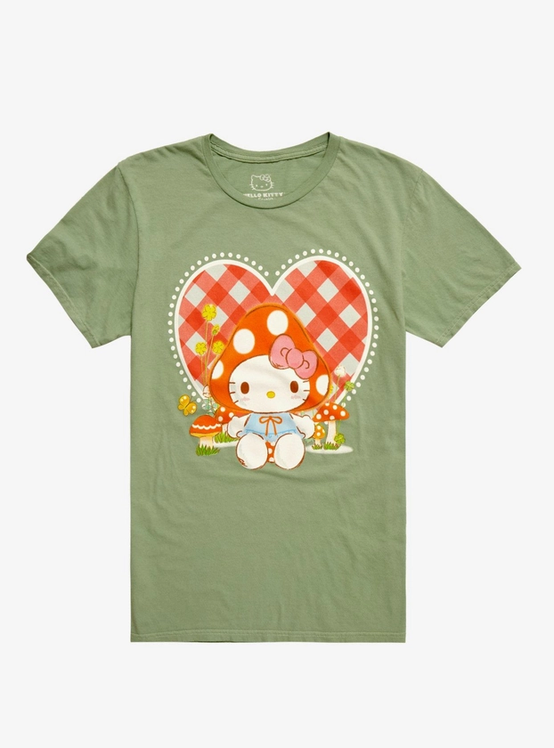 Hello Kitty Mushroom Hat Heart Boyfriend Fit Girls T-Shirt