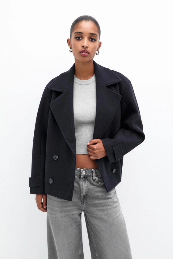 Manteau court en mélange de laine - pull&bear