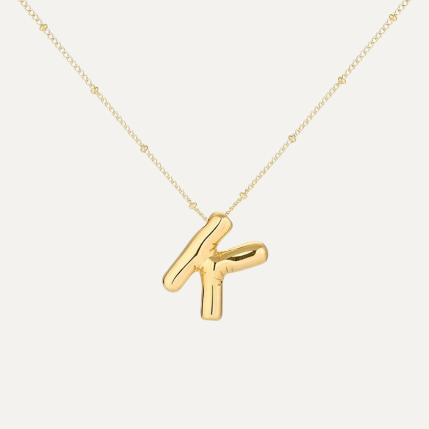 Bubble Letter Initial Necklace