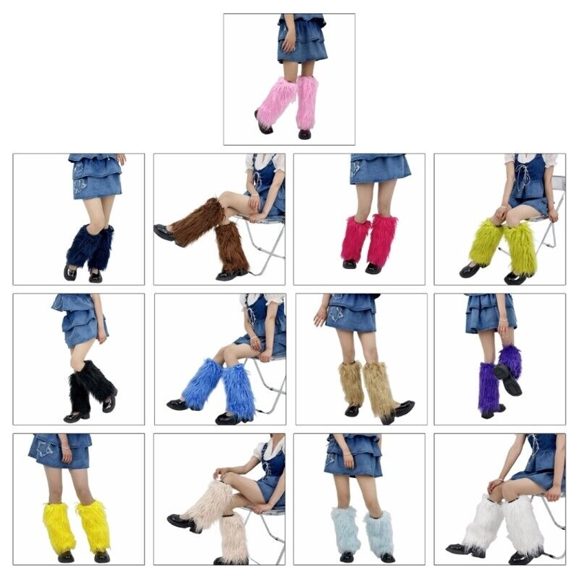 Leg Warmer Women Faux Furs Fuzzy Long Shoes Cuffs Cover Warm Furry Costume