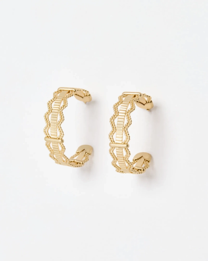 Elisha Wavy Ridged Hoop Earrings