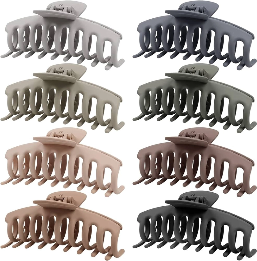 Amazon.com : TOCESS Hair Claw Clips for Women – Large Clips for Thin Thick Hair Big Neutral Claw Clips for Curly Hair Matte Nonslip Strong Hold 4.33 Inch Jumbo Claws Jaw Clips Set (8 Pcs) : Beauty & Personal Care