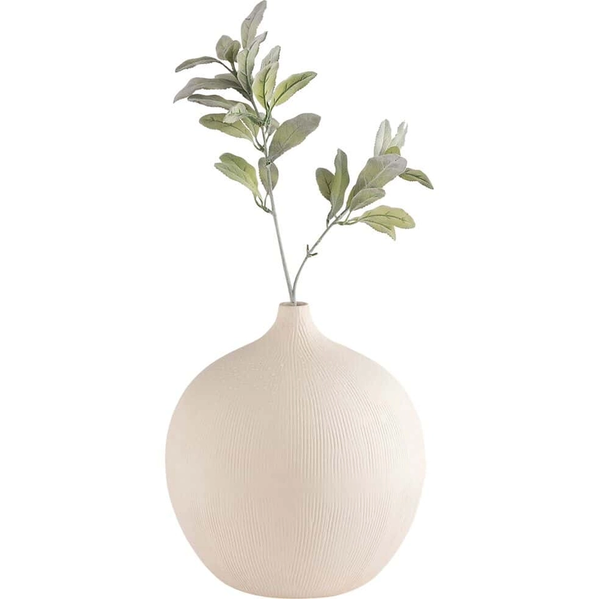 ANAS - Vase boule en faïence strié H33cm - blanc