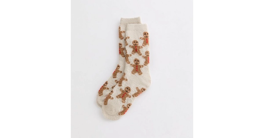 Cream Christmas Cosy Gingerbread Socks | New Look