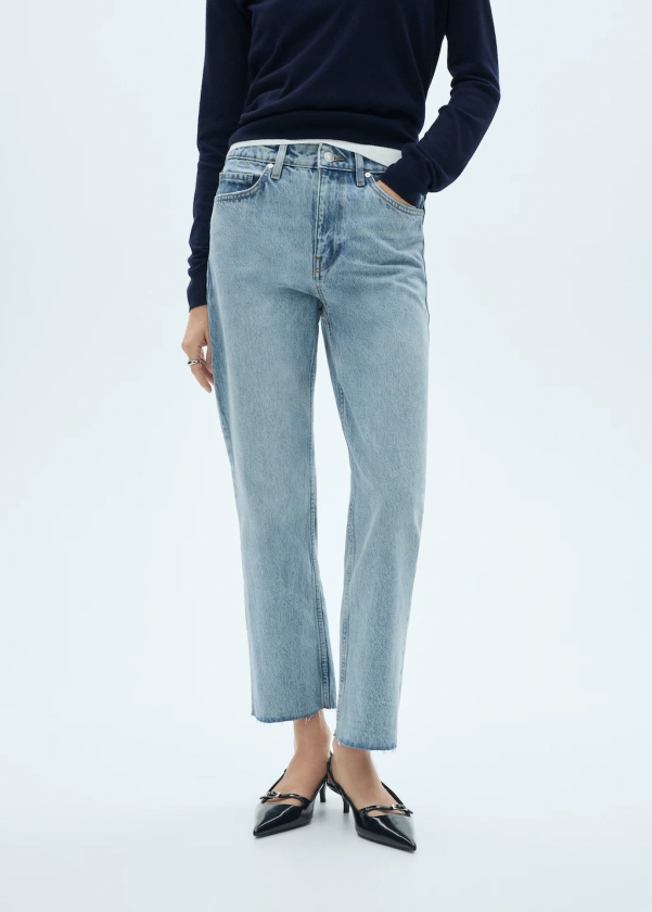 Jean Blanca droit crop - Femme | MANGO France métropolitaine