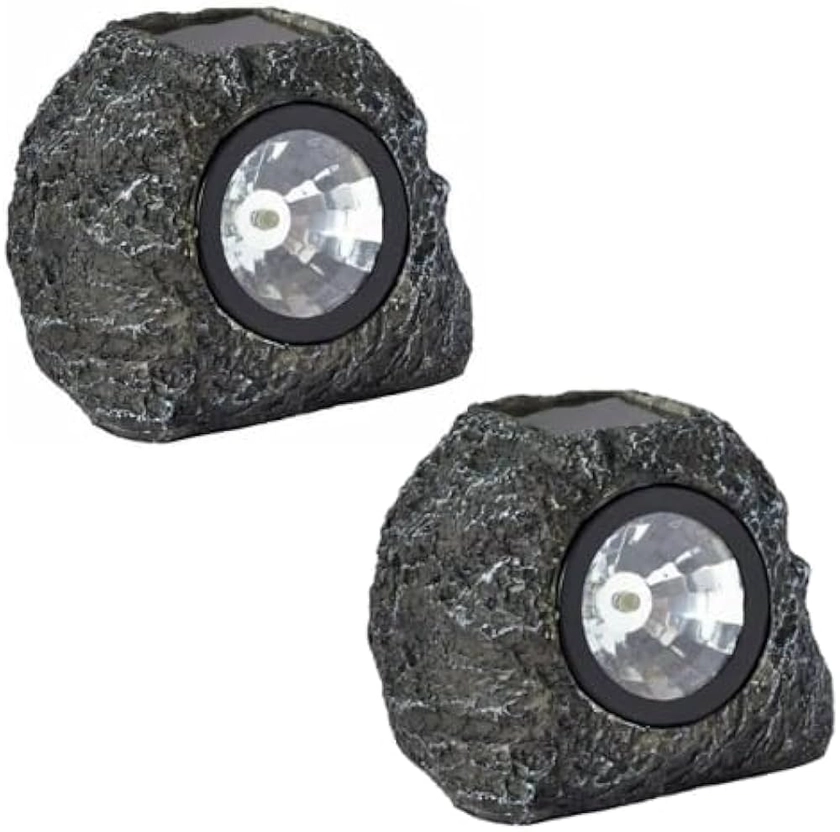 Garden Mile Solar Powered Rock Effect Outdoor spotlights Garden Lighting Outdoor Lights Border Pathway Patio decking Security Lights (2)