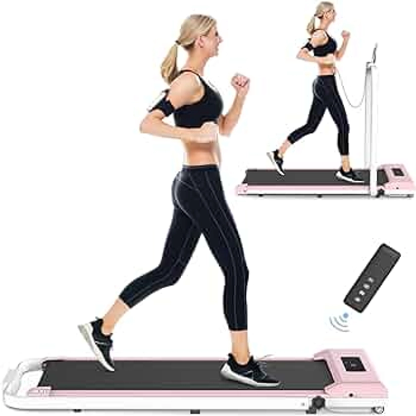 Walking Pad Under Desk Treadmill, Folding Treadmills Motorized Running Machine for Home, 6.2MPH, Foldable Treadmill with Handle&Remote Control, 300lb Capacity