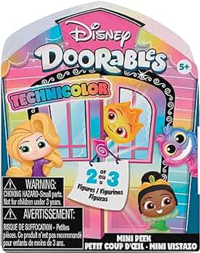 Just Play Coffret de Mini-Figurines à Collectionner Disney Doorables, série Technicolor, Lot de 2 à 3 Figurines à Collectionner, modèles aléatoires, Jouets pour Enfants à partir de 5 Ans