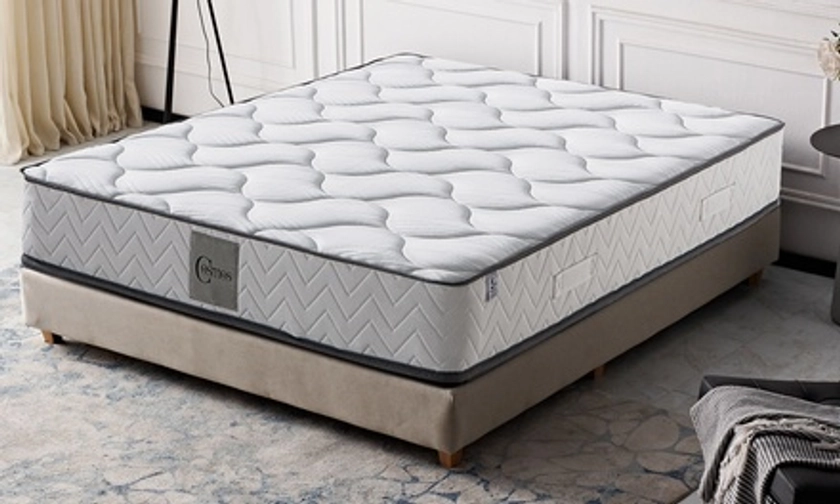 Matelas Cosmos 22 cm à mémoire de forme et ressorts ensachés, pour un soutien optimal, Sampur, livraison offerte