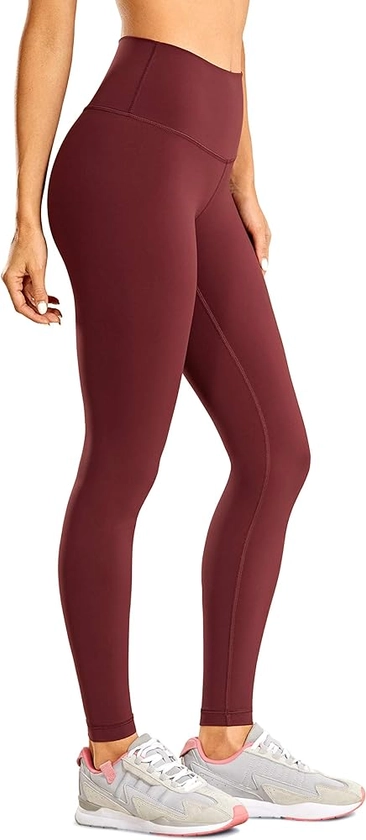 CRZ YOGA Women's Hugged Feeling Compression Leggings 28 Inches - High Waist Thick Tummy Control Workout Leggings