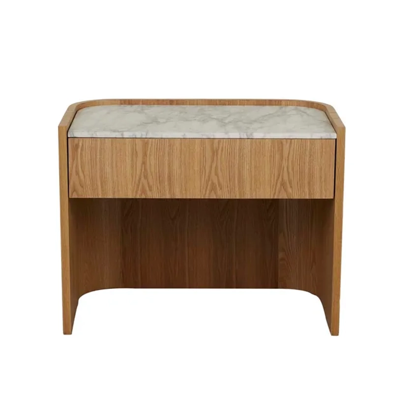 Elsie Bedside - Matt White Marble - Natural Ash