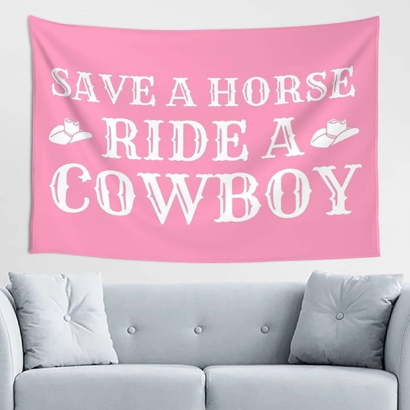 60x40 Save a Horse Ride a Cowboy Tapestry Save a Horse Ride a Cowboy Tapestry Wall Hanging Banner Birthday Decorations for Bedroom Living Room College Dorm Home Decor 60x40 Inch