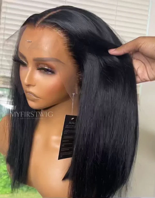 TiaDwana - Malaysian Human Hair Glueless Yaki Long Straight Hair Invisible Lace Front Wig - TDC009