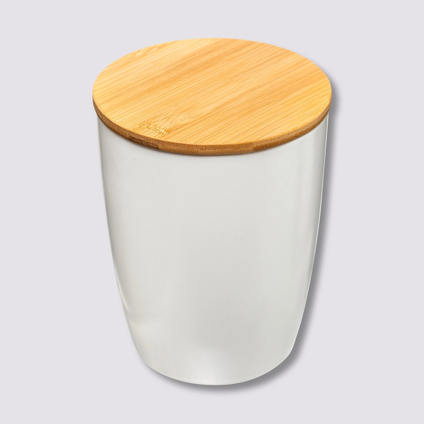 Bocal céramique couvercle bambou 1,5L, Blanc - Seramik | 5five