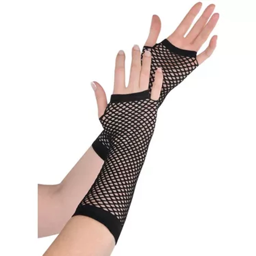 Long Black Fishnet Gloves Deluxe