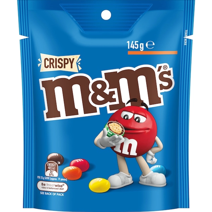 M&M's Crispy Milk Chocolate Snack & Share Bag 145g | Woolworths