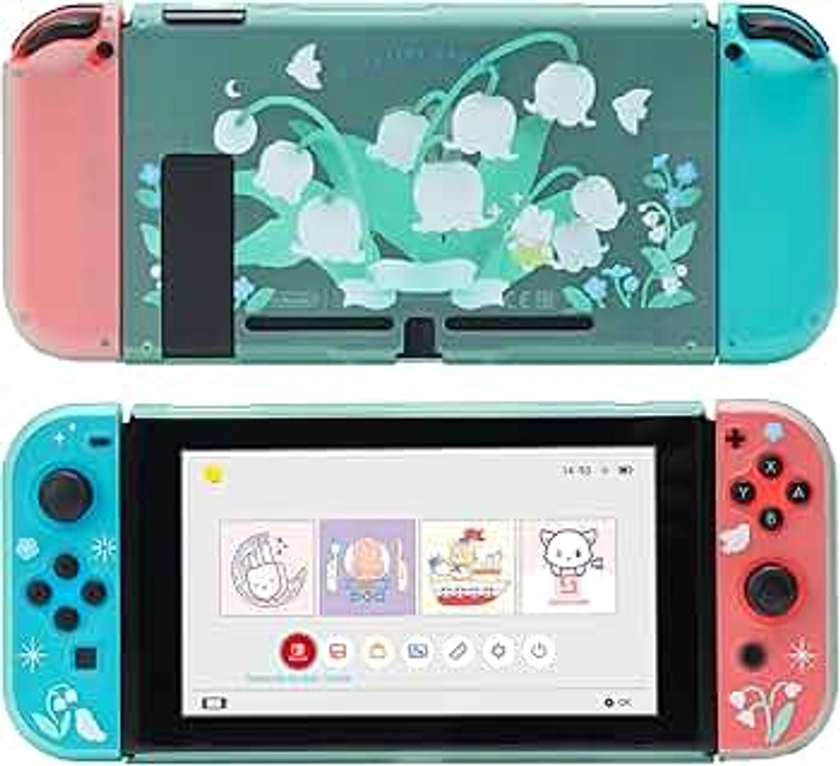 GeekShare Protective Case Compatible with Nintendo Switch, Kawaii Switch Slim Cover Case Hard PC Protective Shell for Standard Switch - Lily of The Valley