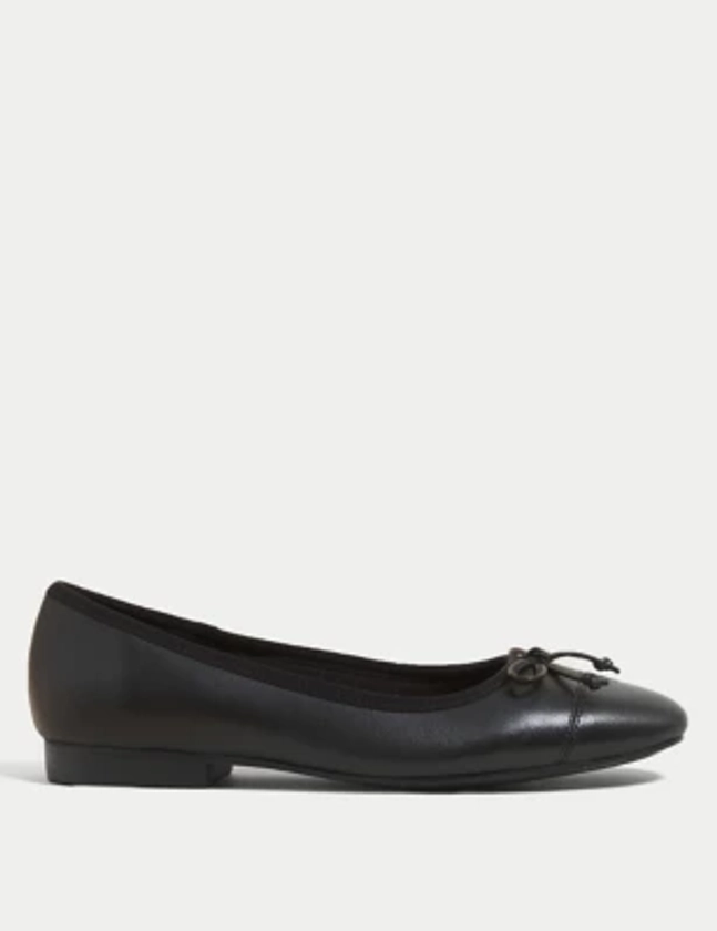 Buy Leather Bow Ballet Pumps | M&S Collection | M&S