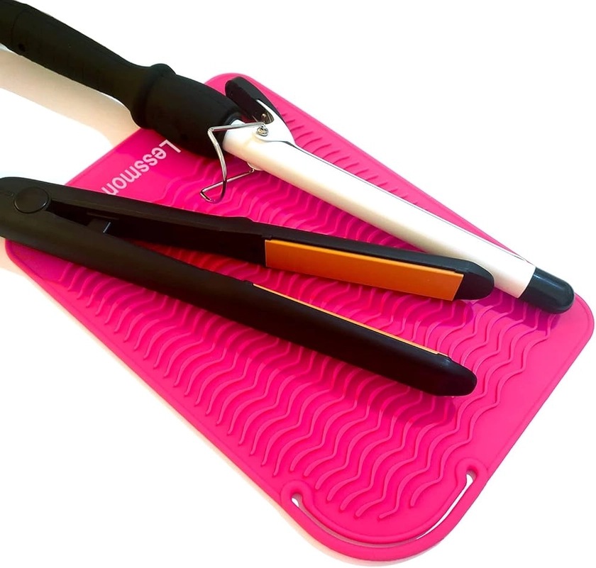 Large Heat Resistant Mat for Curling Irons, Hair Straightener, Flat Irons and Hair Styling Tools 11" x 7.5", Pink