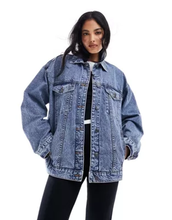 ASOS DESIGN - Veste en jean oversize style années 90 - Bleu moyen délavé | ASOS