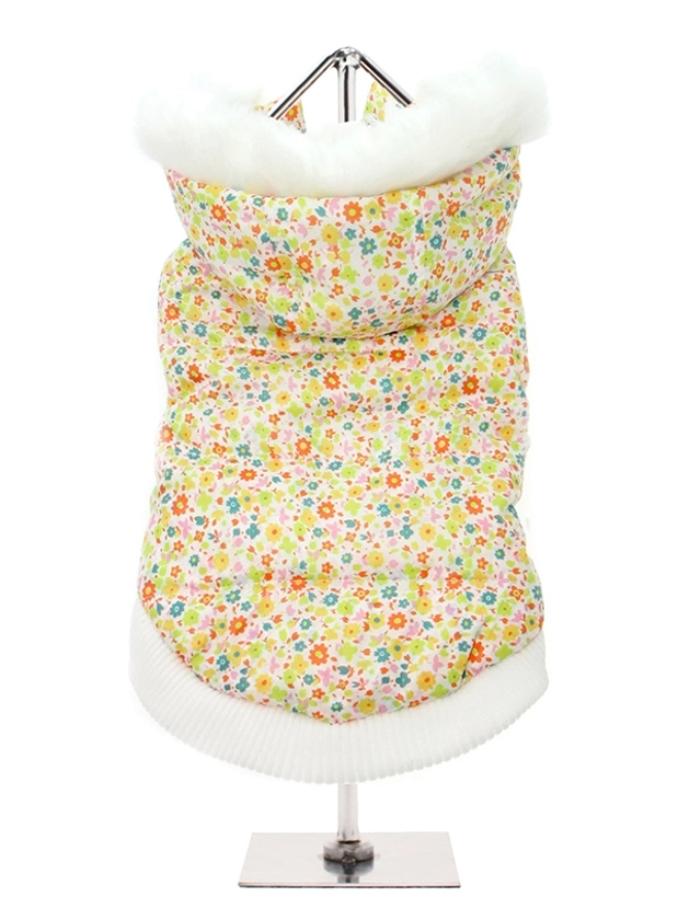 Thermo Yellow Floral Quilted Parka | Dog Coats at Urban Pup