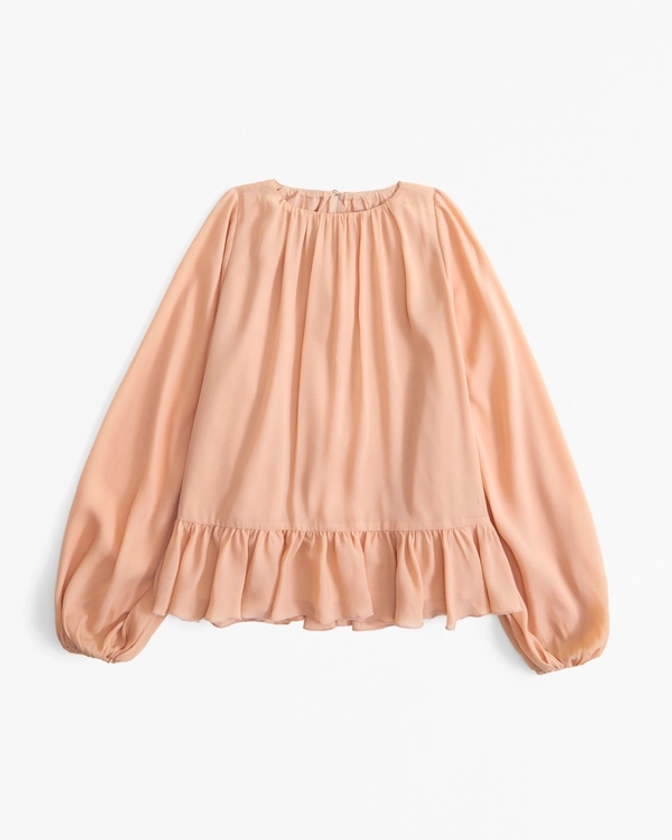 Femme Long-Sleeve Chiffon High-Neck Top | Femme Hauts | Abercrombie.com