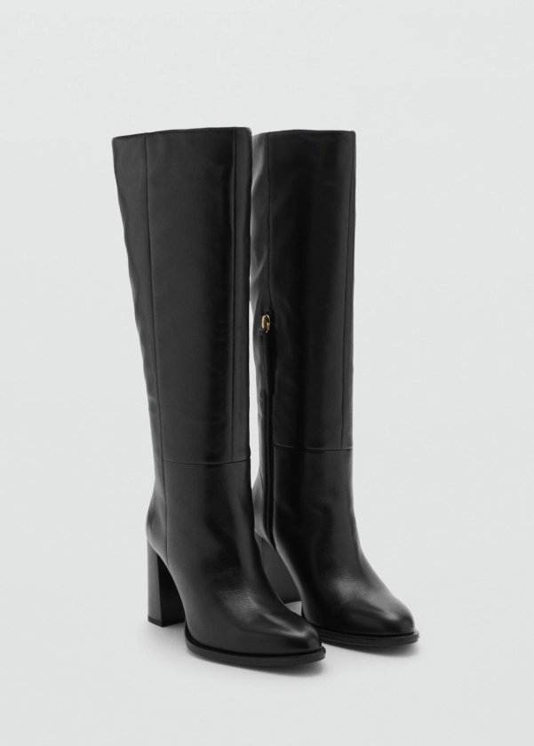 Bottes hautes talon cuir