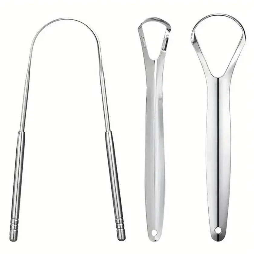 Raspador De Lengua De Acero Inoxidable, Limpiador De Lengua Para Adultos, Herramienta De Limpieza De Lengua Portátil, Juego De 3 Raspadores De Lengua, Herramienta De Higiene Oral Para El Mal Aliento, Revestimiento De Lengua, Limpieza De La Boca, Decoración Del Hogar En El Salón, Dormitorio, Baño, Artículos De Viaje, Boda, Fiesta, Cumpleaños, Regalos Para Hombres, Mamá, Papá Y Amigos, Accesorios Para El Año Nuevo, Regalo Divertido