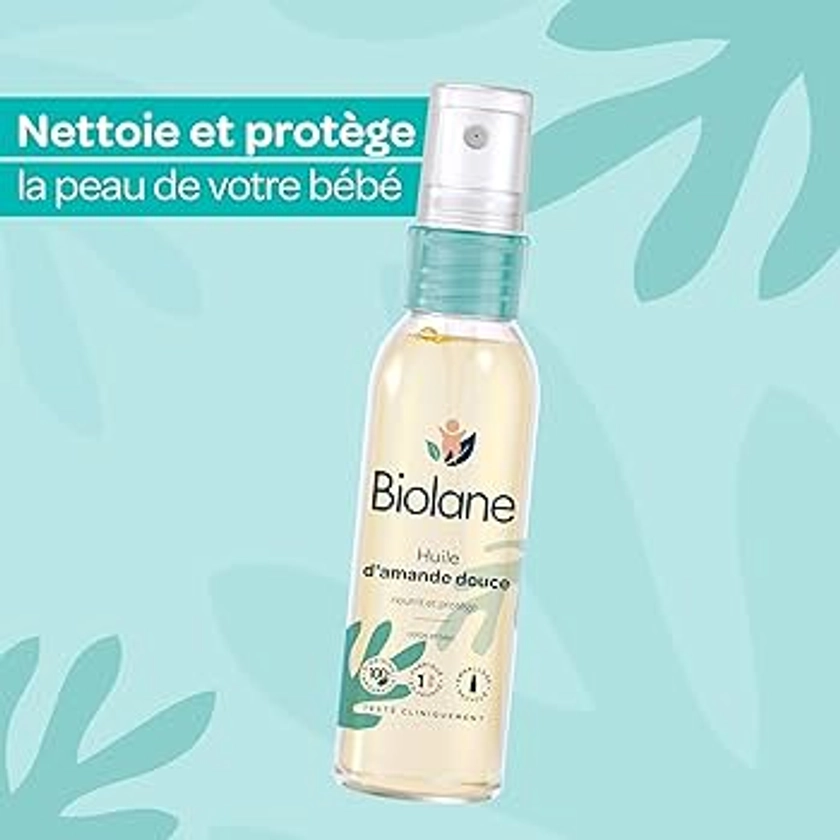 BIOLANE - Huile d'amande douce - Bébé - Hydrate et protège la peau - Vitamine E - Soin - Bain - Massage - 100% d'origine naturelle - Fabriqué en France