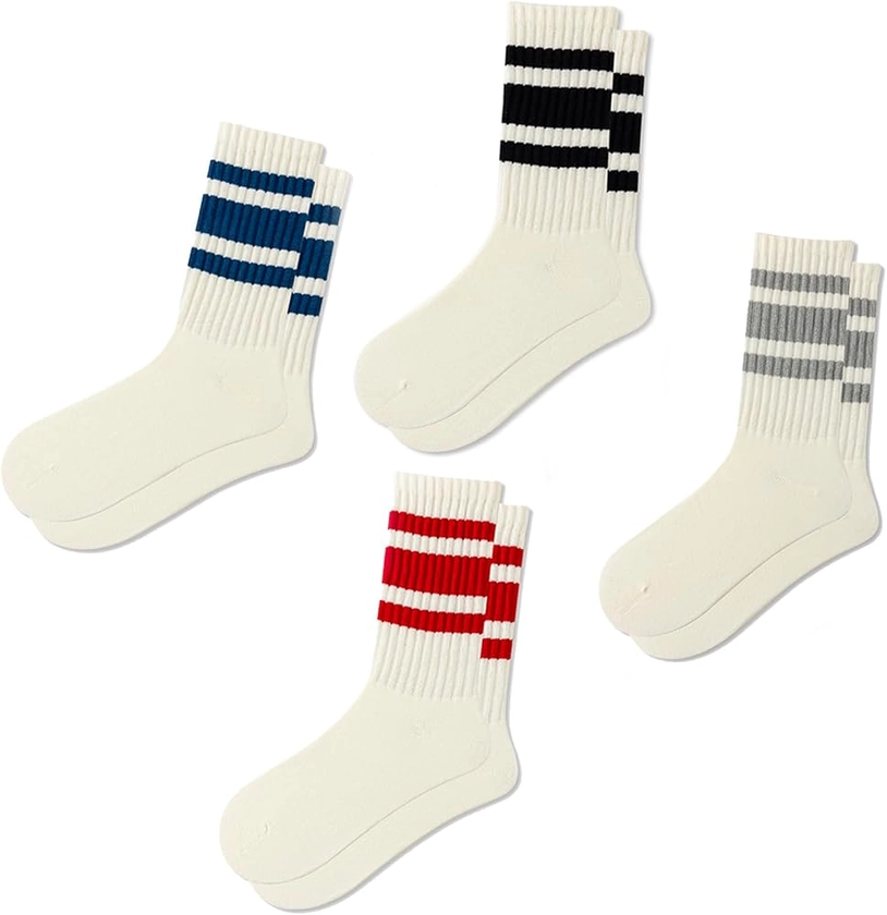 Amazon.com: Fszsaa Fun Novelty Socks For Women Striped Retro Crew Socks Sporty Calf Socks Casual Cotton Socks Women : Clothing, Shoes & Jewelry