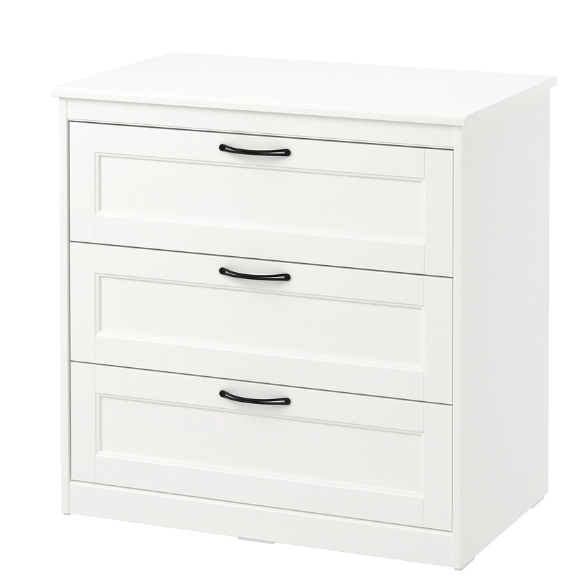 SONGESAND Commode 3 tiroirs, blanc, 82x81 cm - IKEA