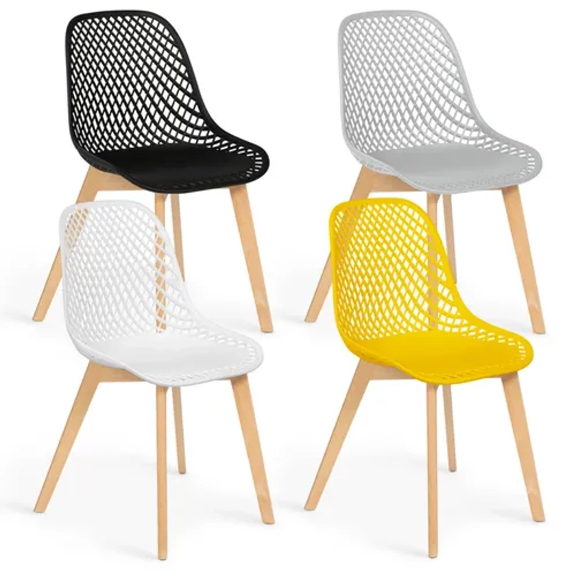 Lot De 4 Chaises Mandy Mix Color Noir, Gris Clair, Blanc Et Jaune - Chaise BUT