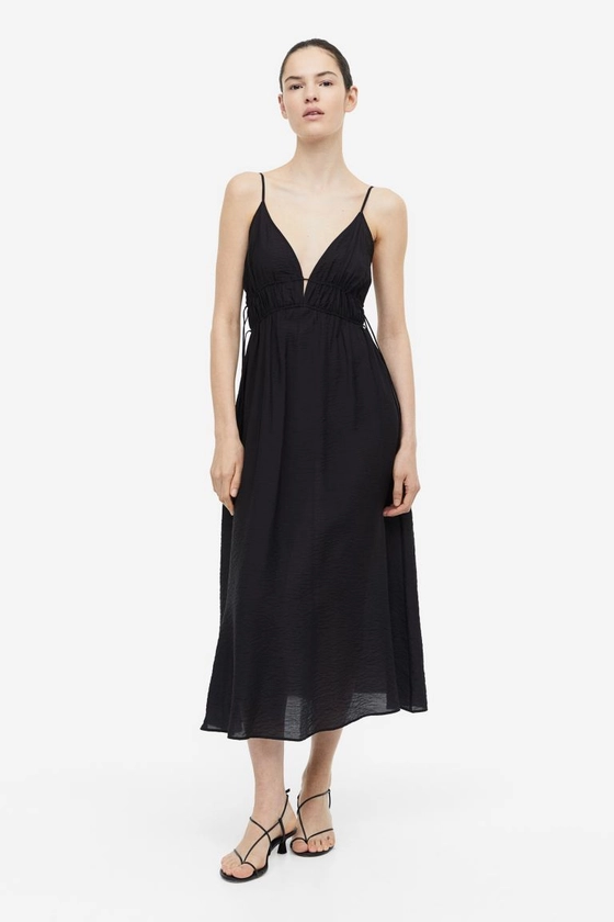 Drawstring-detail dress - Black - Ladies | H&M IE