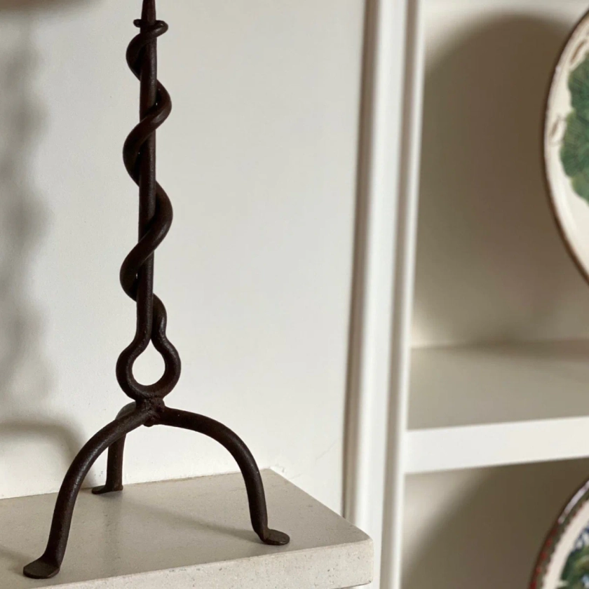 Iron twisted candle holder