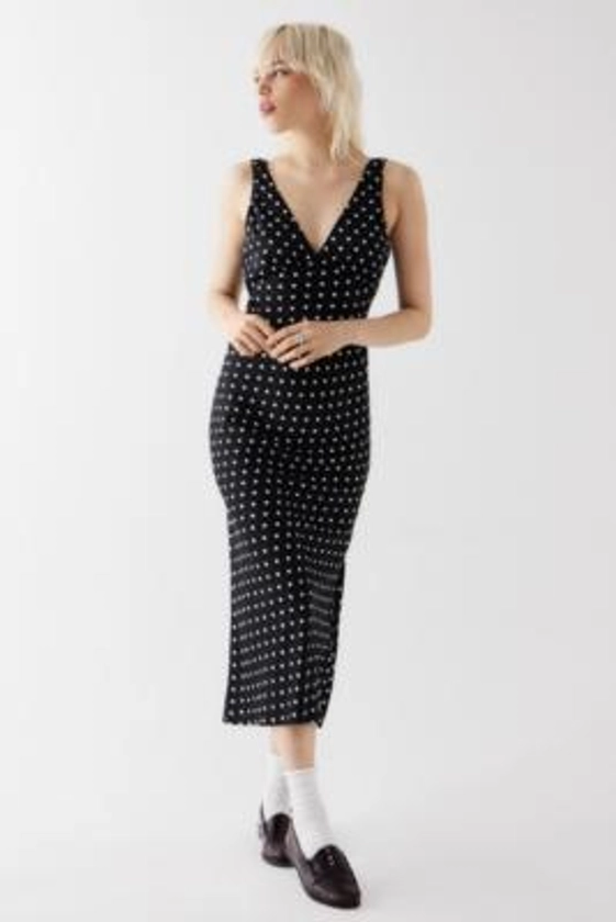 Kiss The Sky - Robe midi à pois noire