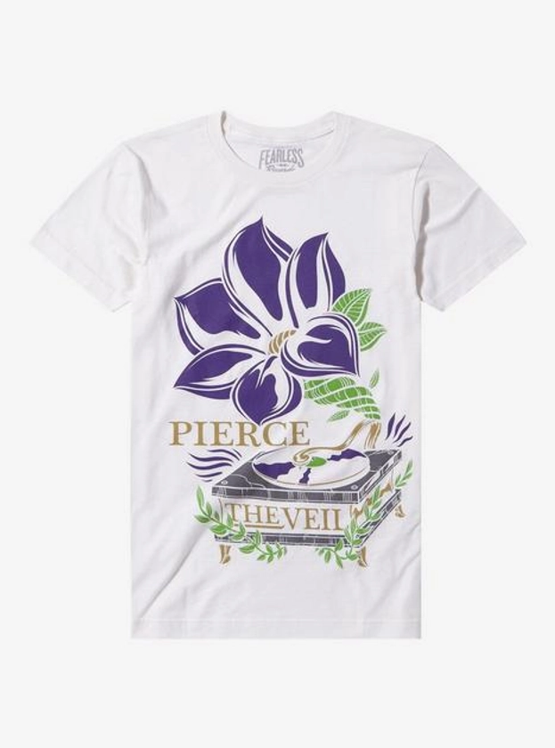 Pierce The Veil Flower Record Player Boyfriend Fit Girls T-Shirt | Hot Topic
