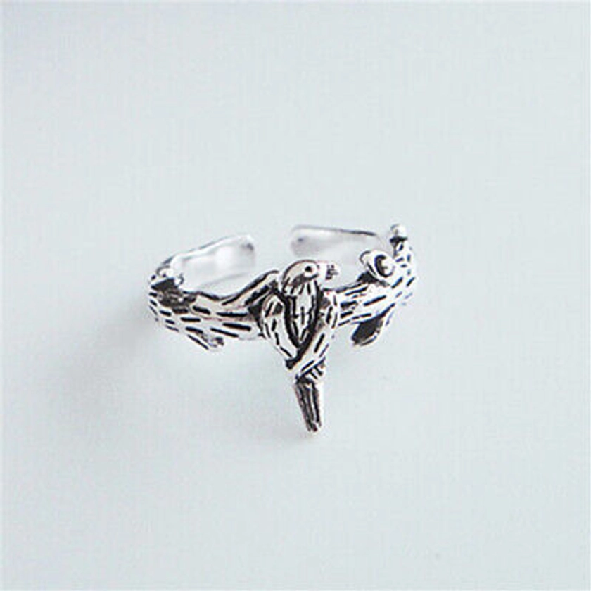 925 Sterling Silver Retro Bird Branch Adjustable Ring Womens Men Girls Gifts | eBay