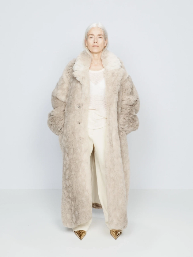 Oversized faux-fur maxi coat | Raey
