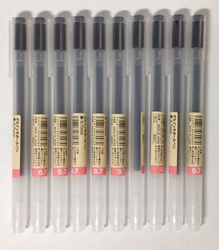 Muji Lot de 10 stylos à bille encre gel 0,7 mm Noir