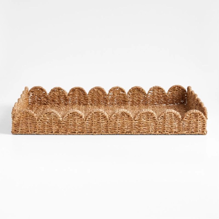 Scallop Natural Woven Fiber Tray + Reviews | Crate & Barrel