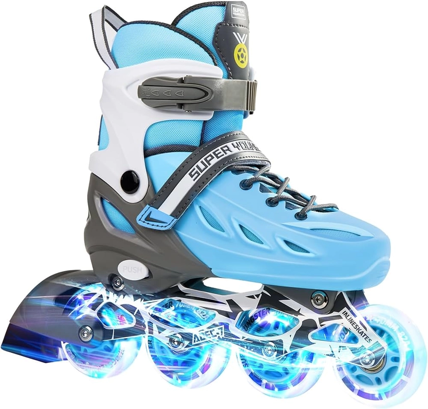 Adjustable Inline Skates for Boys Girls Ages 4-12 with Light Up Wheels, Roller Skates Blades for Youth Kids Indoor & Outdoor Beginners