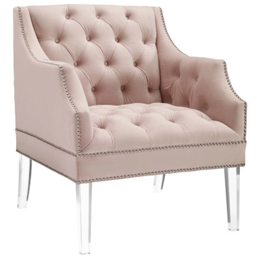 Proverbial Tufted Button Accent Performance Velvet Armchair in Pink By Modway