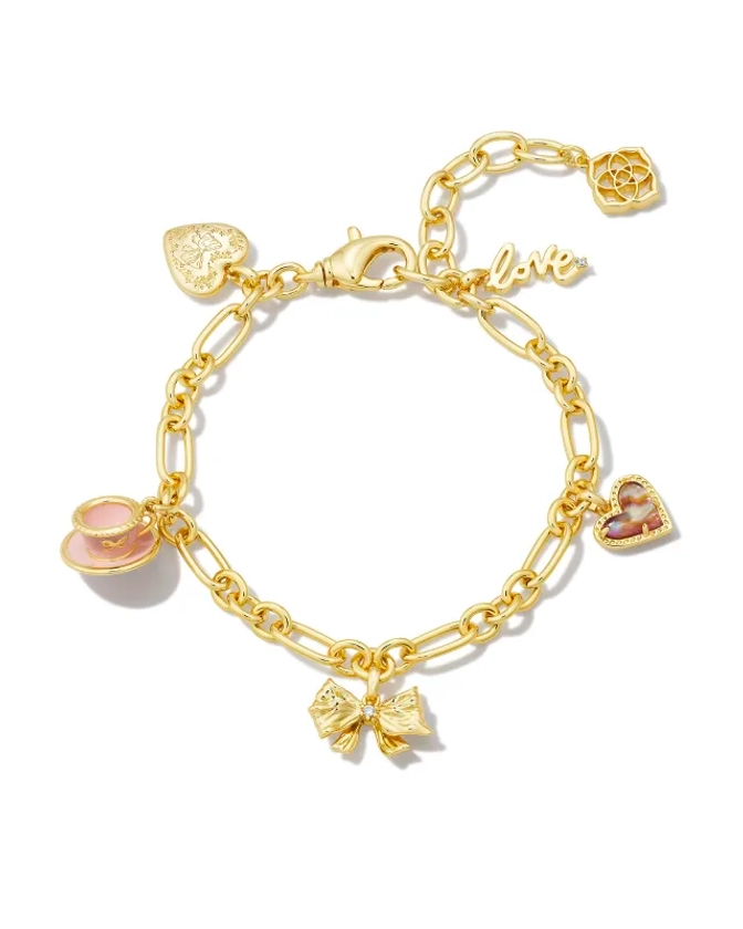 Kendra Scott x LoveShackFancy Gold Charm Bracelet in Pink Mix | Kendra Scott