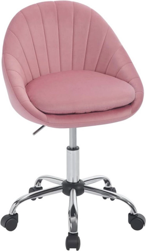 WOLTUChaise de bureau ergonomique, chaise de maquillage, chaise de bureau charge 150 kg, velours
 rose